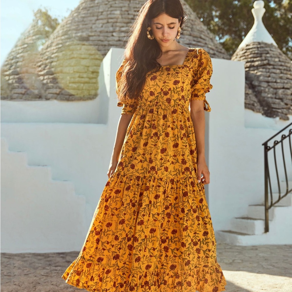 Eddy - Barbara Maxi Dress - Golden Marguerite & Chili Floral Print NWT Size 00